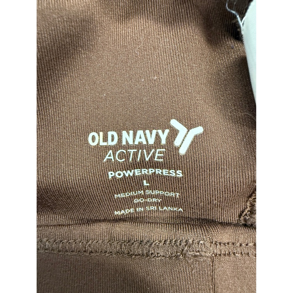 Old Navy Active PowerPress Sports Bra Brown High Neck Strappy Back Med Support - Picture 3 of 6